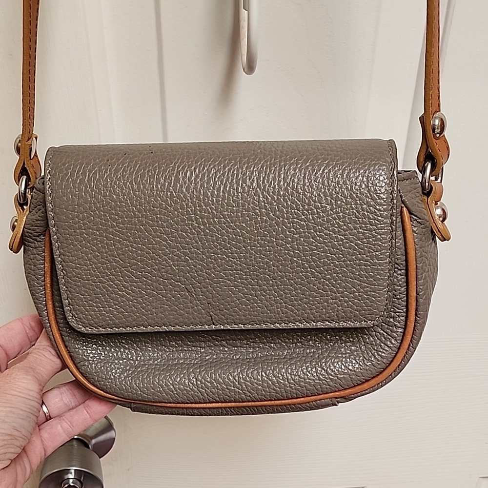 Valentina Gray Leather Crossbody Bag